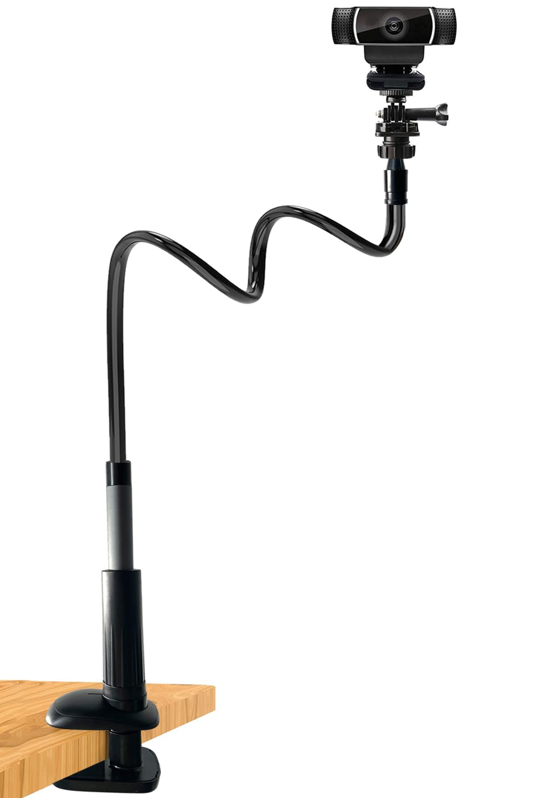 Jcwiny 30 Inch Webcam Stand Camera Mount, Thick Base Flexible Gooseneck Camera Stand Desk Webcam Mount Clamp For Logitech Webcams C930E C930 C920 C922X C922 Brio 4K C925E C615, Gopro Hero 8 7 6 5 4