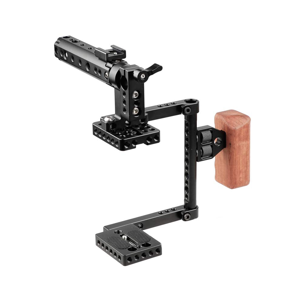 Camvate Dslr Camera With Cage Top Handle Wood Grip For 600D 70D 80D - 1373