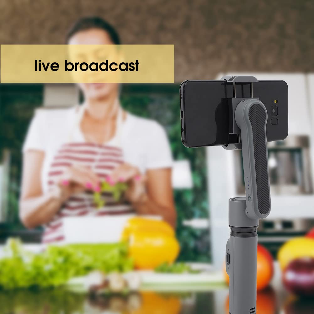 Ashata Handheld Stabilizer, Gray Rotating Storage Folding Vlog Stabilizer Antishake Ballhead Stabilizer For Live Broadcast And Short Video