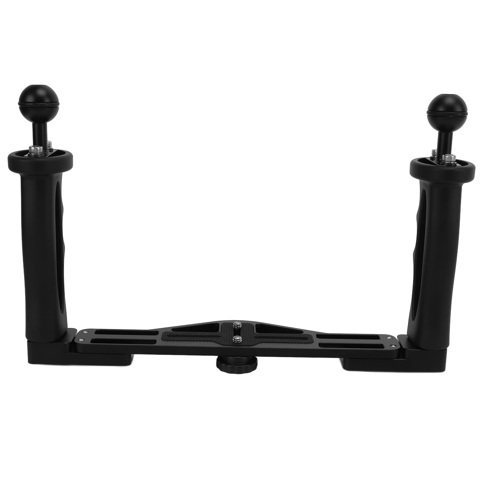 Mbeysaq Dual Handle Underwater Camera Stabilizer Rig For Diving Housing, Aluminum Alloy With Silicone Grips, Black, Compatible With Slr Cameras & Diving Lights