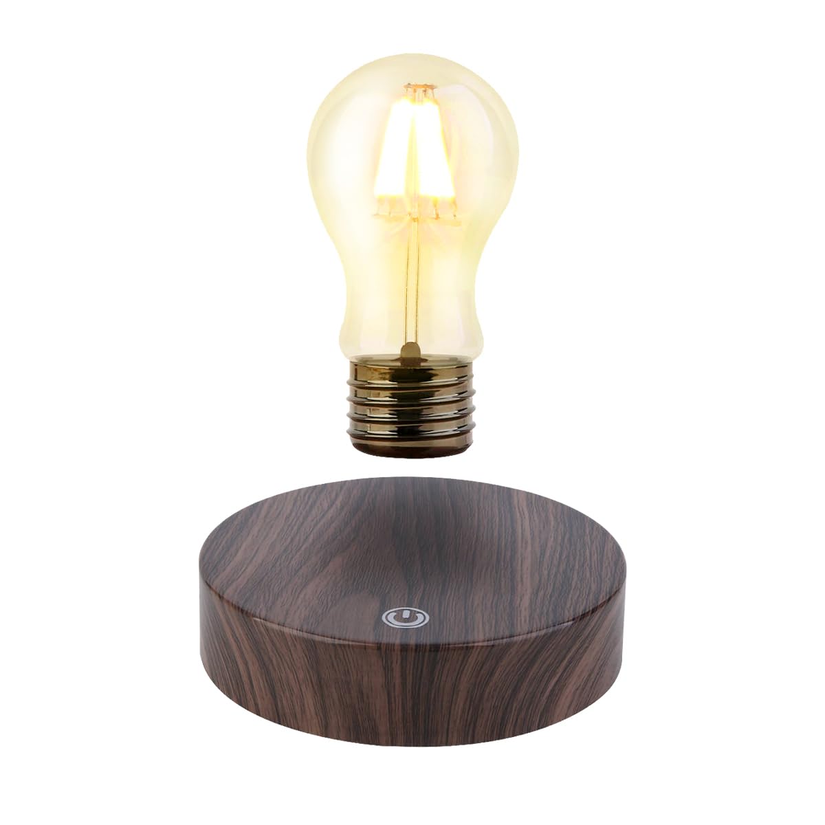 Vgazer Magnetic Levitating Floating Wireless Led Light Bulb Desk Lamp For Unique , Room Decor, Night Light, Home Office Desk Decor (Round Wooden Base A)