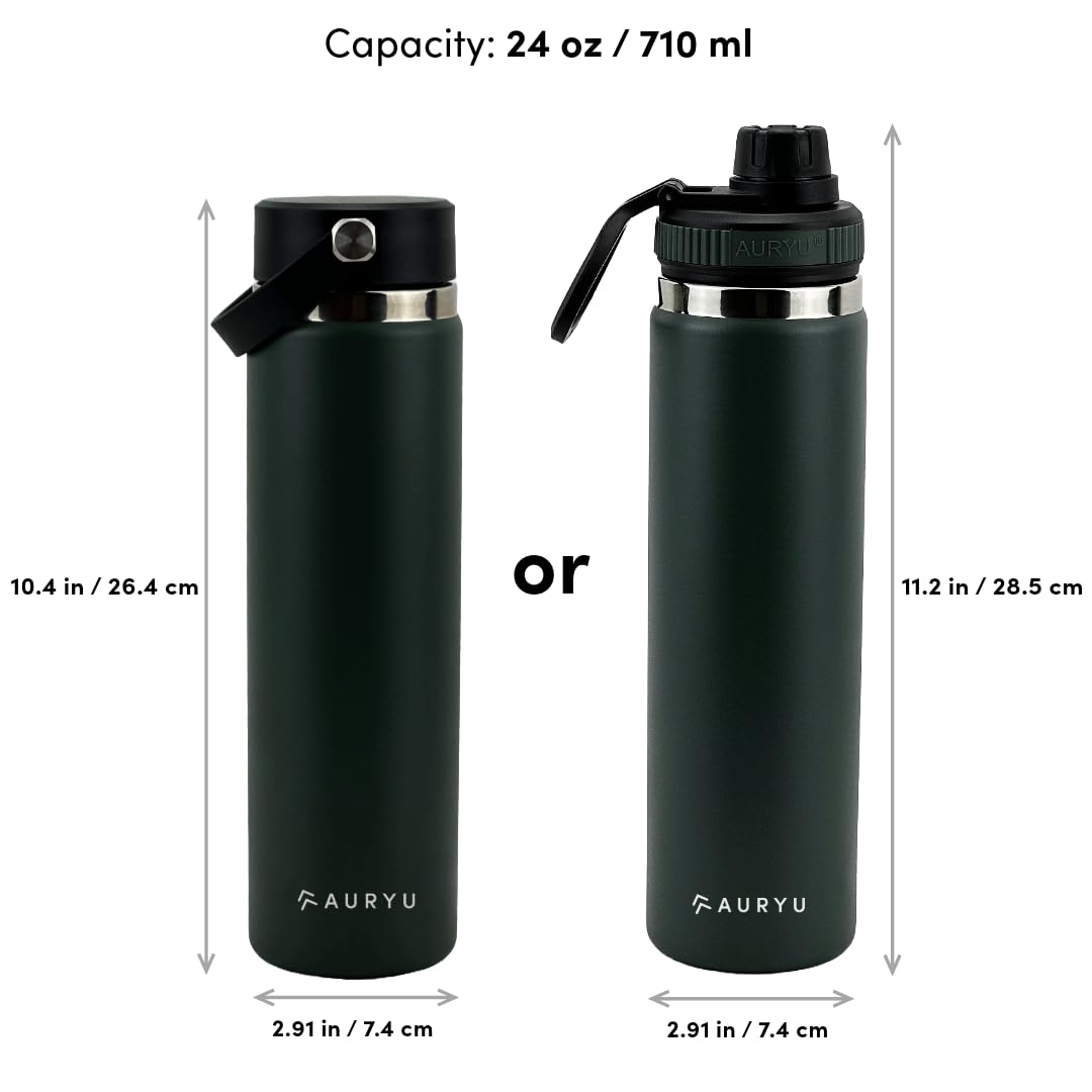 24Oz Triple-Walled Insulated Water Bottle Plus A Bonus Lid Included, Perfect For Sports & Travel