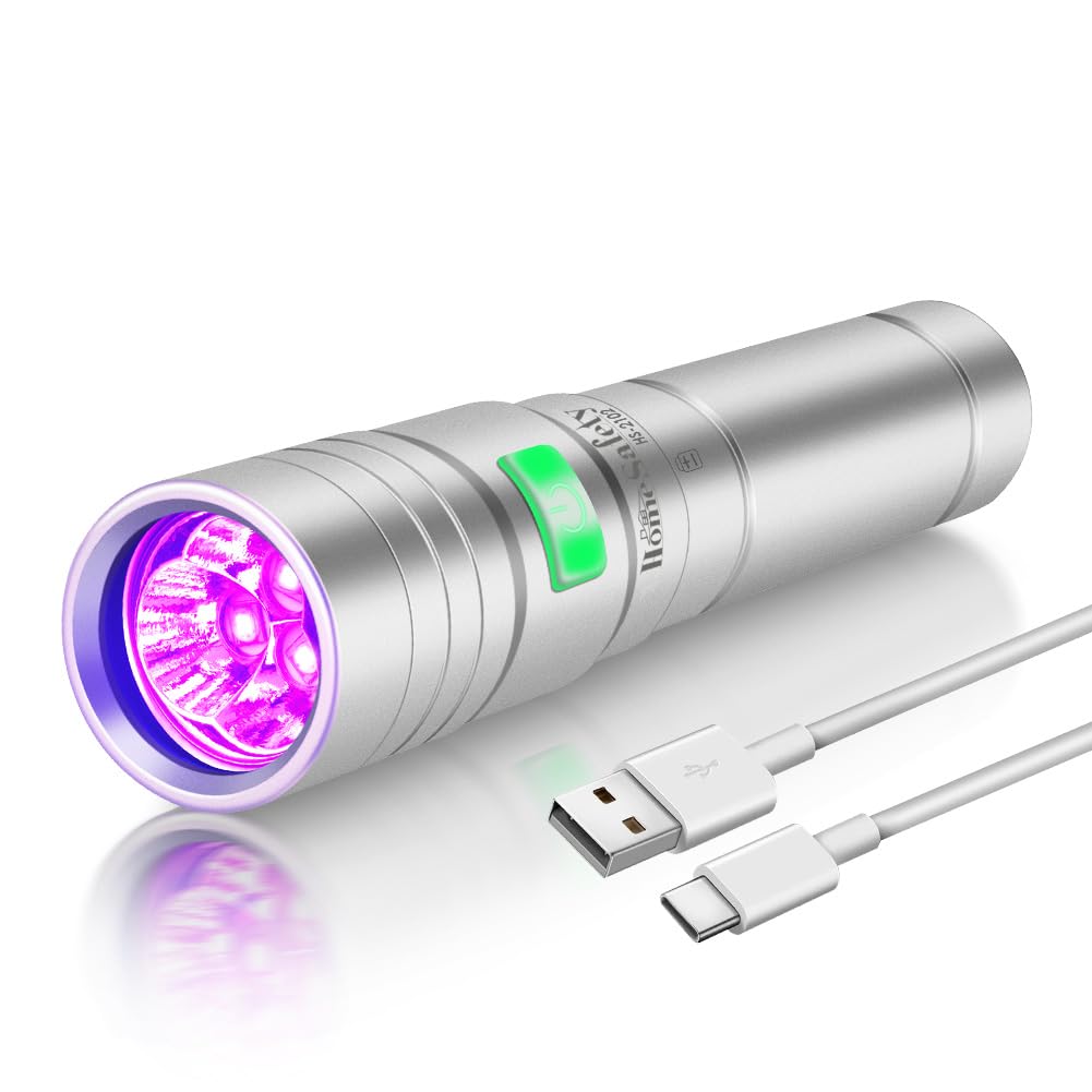 Home Safety 2102 Uv Flashlight 395 Nm Light Blacklight, 10W Powerful Wood’S Lamp Usb-C Rechargeable, Mini Led Uv Lights Pocket Pet Urine Detector For Mineral, Uranium Glass, Resin Curing