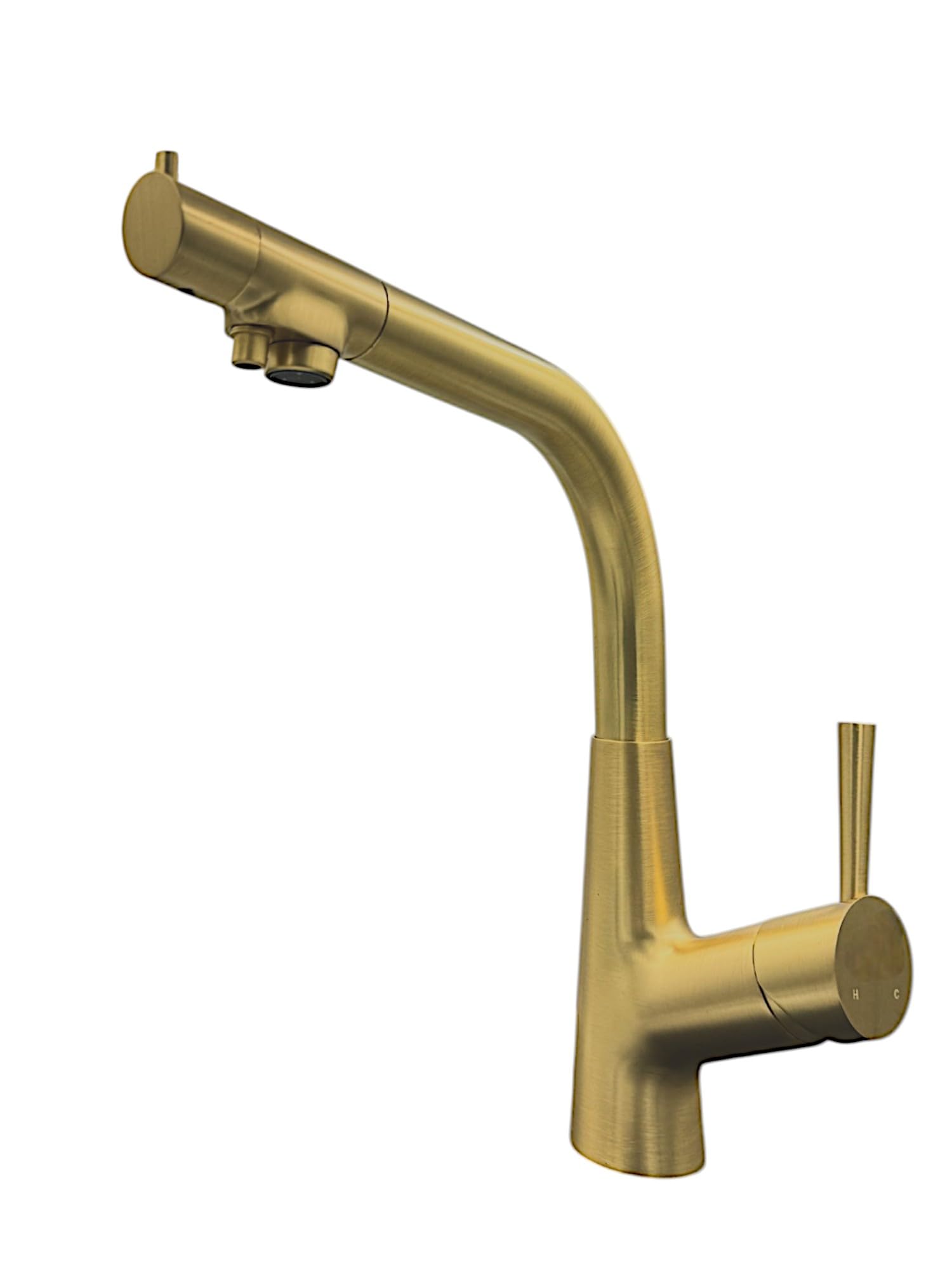 Stilwerk Creation & Living Stilwerk 3 In 1 Kitchen Sink Faucet Krp2268, 3 Way Kitchen Faucet, Cold And Hot Water Mixer Kitchen Tap, Brass Drinking Water Faucet, 360° Swivel, Lead-, Gold