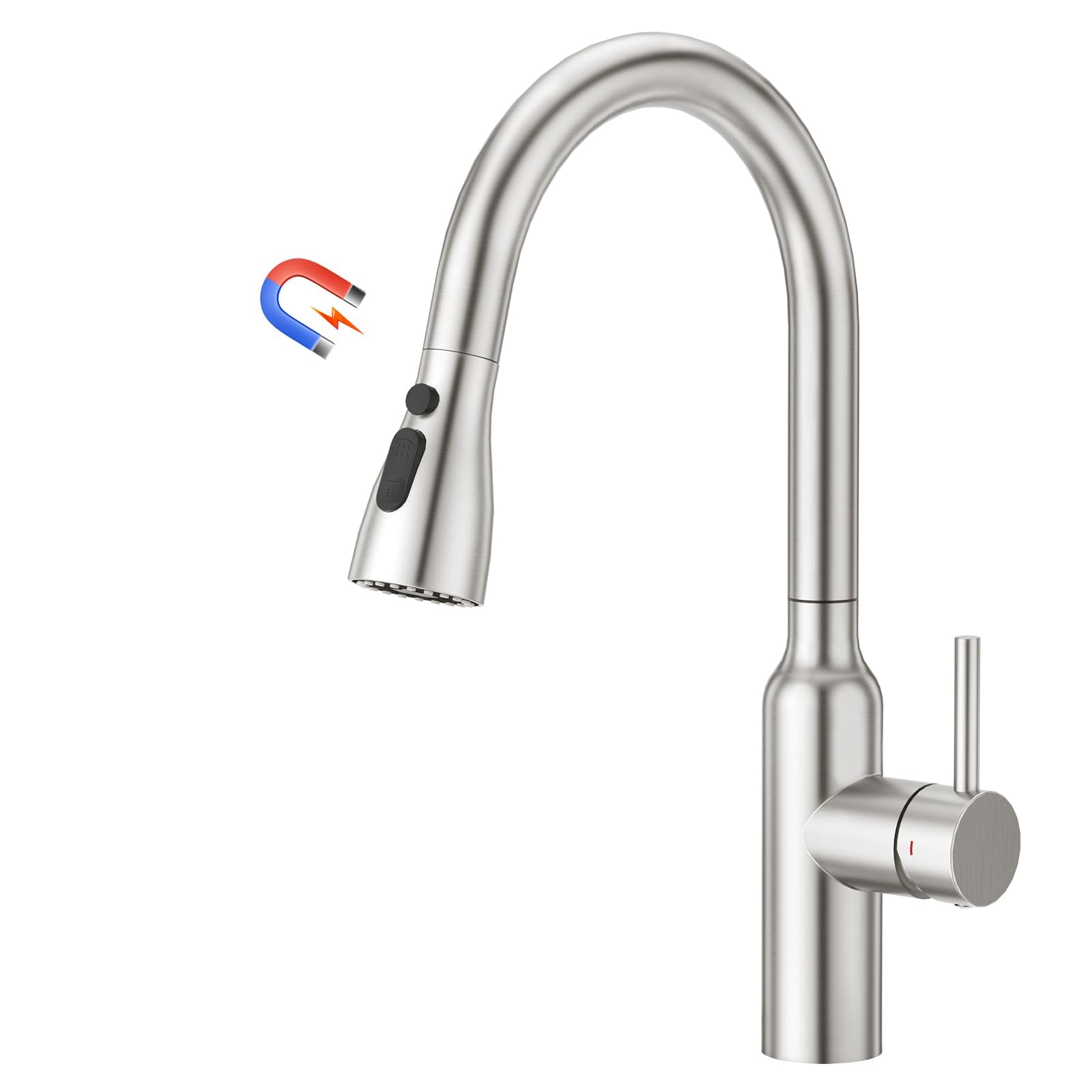 Crea Kitchen Faucets With Pull Down Sprayer, Faucets For Kitchen Sink, Small High Arc Rv Stainless Steel Single Handle Pull Out Kitchen Sink Faucets, Black Kithcen Faucet