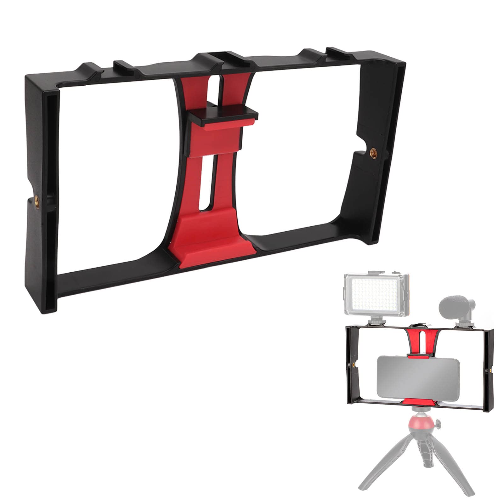 Vbestlife Smartphone Video Rig, 1/4 Inch Screw, Handheld Cell Phone Stabilizer, Phone Video Camera Cage, Support Microphone And Led Video Light, For Live Streaming Vlog(Red)
