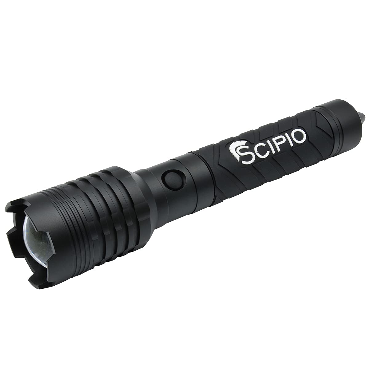 Scipio Tactical Rechargeable Led Flashlight - 4000 Lumens With Glass Breaker And Bright Light