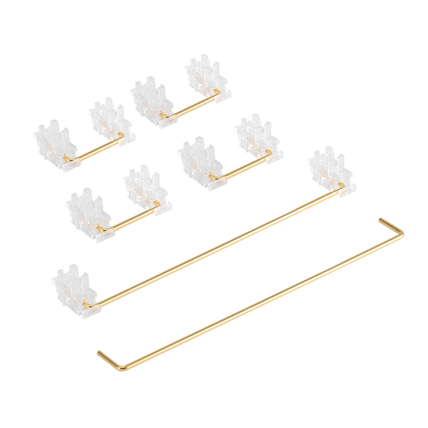 Zuggear Durock Transparent Clear Plate Mount Stabilizer With Gold-Plated Wires Compatible With Cherry Mx Plate Stabilizers (Durock Clear Plate Stabs 80% Kit)