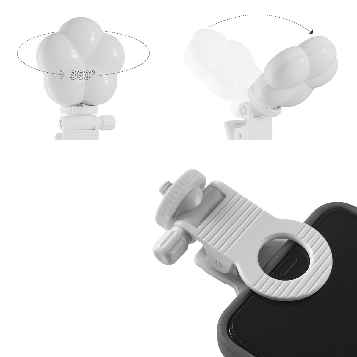 Squequ 3 Pack Selfie Light Clip Replacement Attachement With 1/4 Screw Connector Stand Phone Mount Clamp Holder For Clip On Phone Light Portable Led Video Lights Webcam Monitor Screen Usb Camera