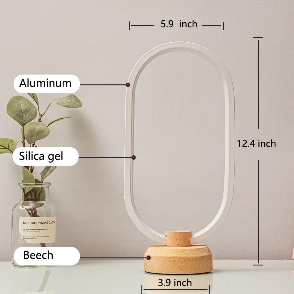Lonrisway Modern Desk Lamp Led Wood Table Lamp, Bedroom Bedside Night Light, Dimmable Led Lighting, Creative Home Decor, Unique House Warmging
