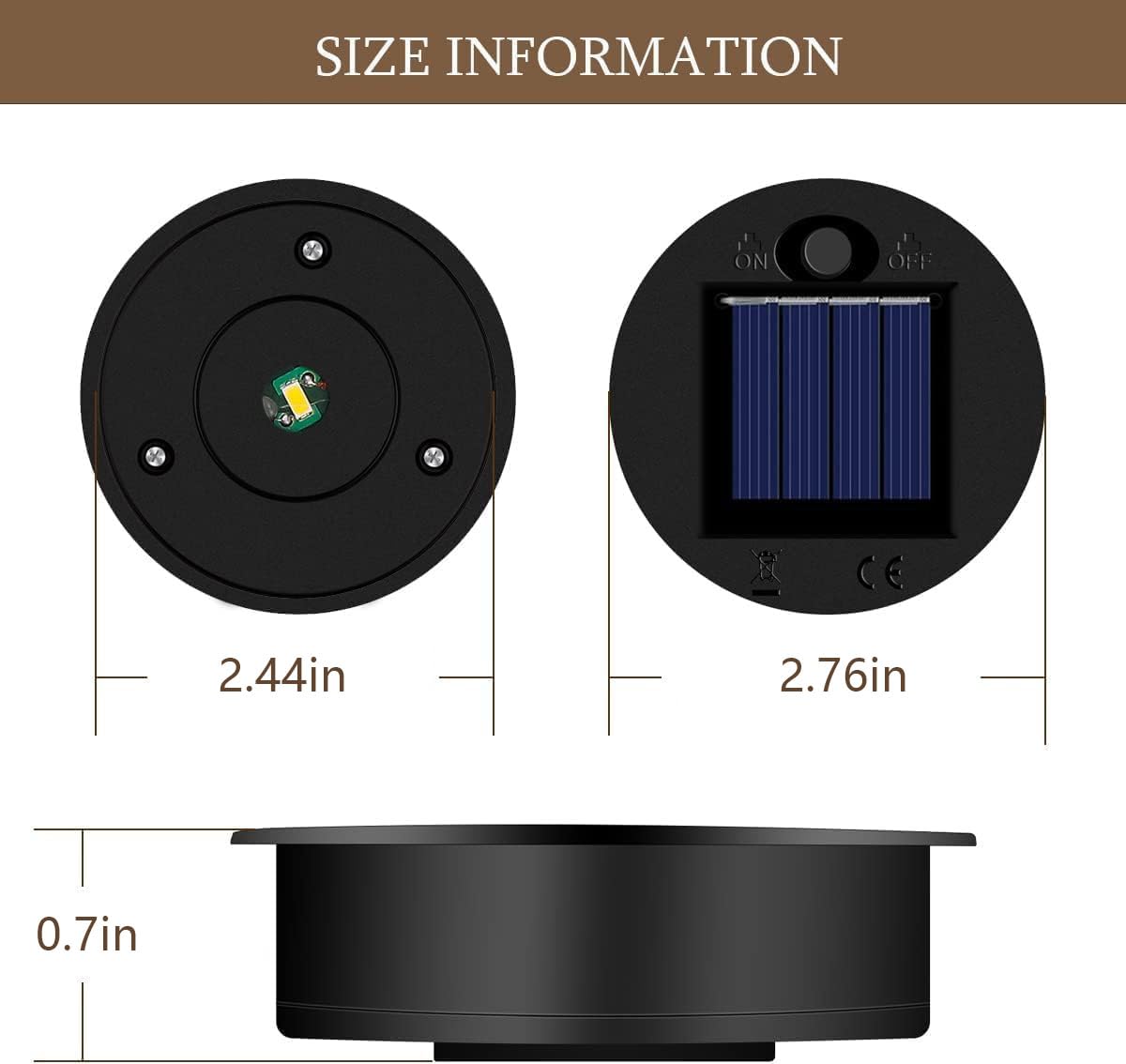 Helesin 2 Pack Replacement Solar Light Parts,Solar Lights Replacement Top, 8 Lumens Solar Light Inserts For Lanterns, Waterproof Battery Box Top Diy Outdoor Garden Patio Decor, Warm Yellow, 2.76Inches