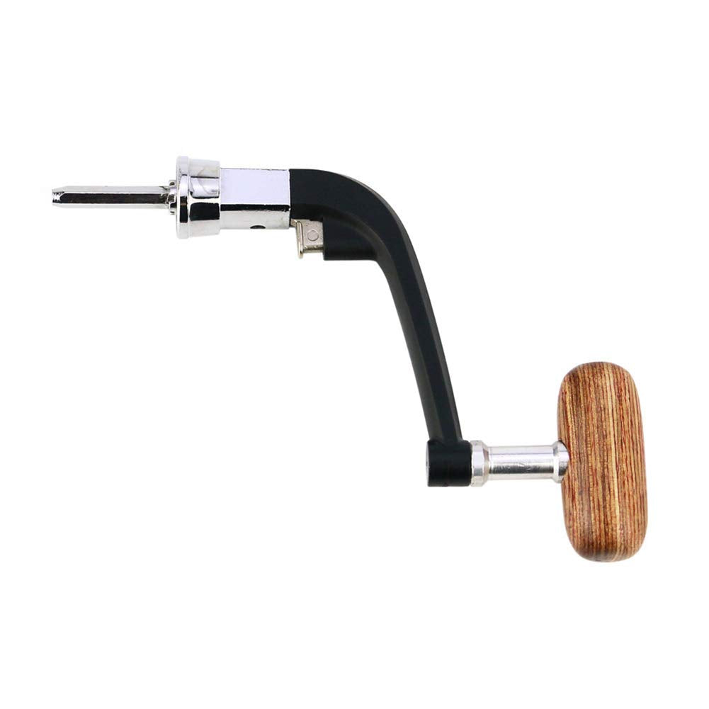 Gonetre Fishing Handle Reel Foldable Metal Fishing Reel Handle Rocker Arm Wooden Knob For Wheels Fishing Tackles (S)