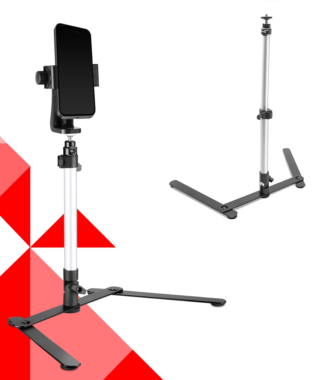 Ls Limo Studio Limostudio Limostudio Table Top Smartphone, Cellphone Holder Stand, 17 Inch Height & Adjustable, Mini Ball Head Angle Control, Stable Base With Efficient Space Use Between Legs, Multi Purpose Tabletop, Agg2934
