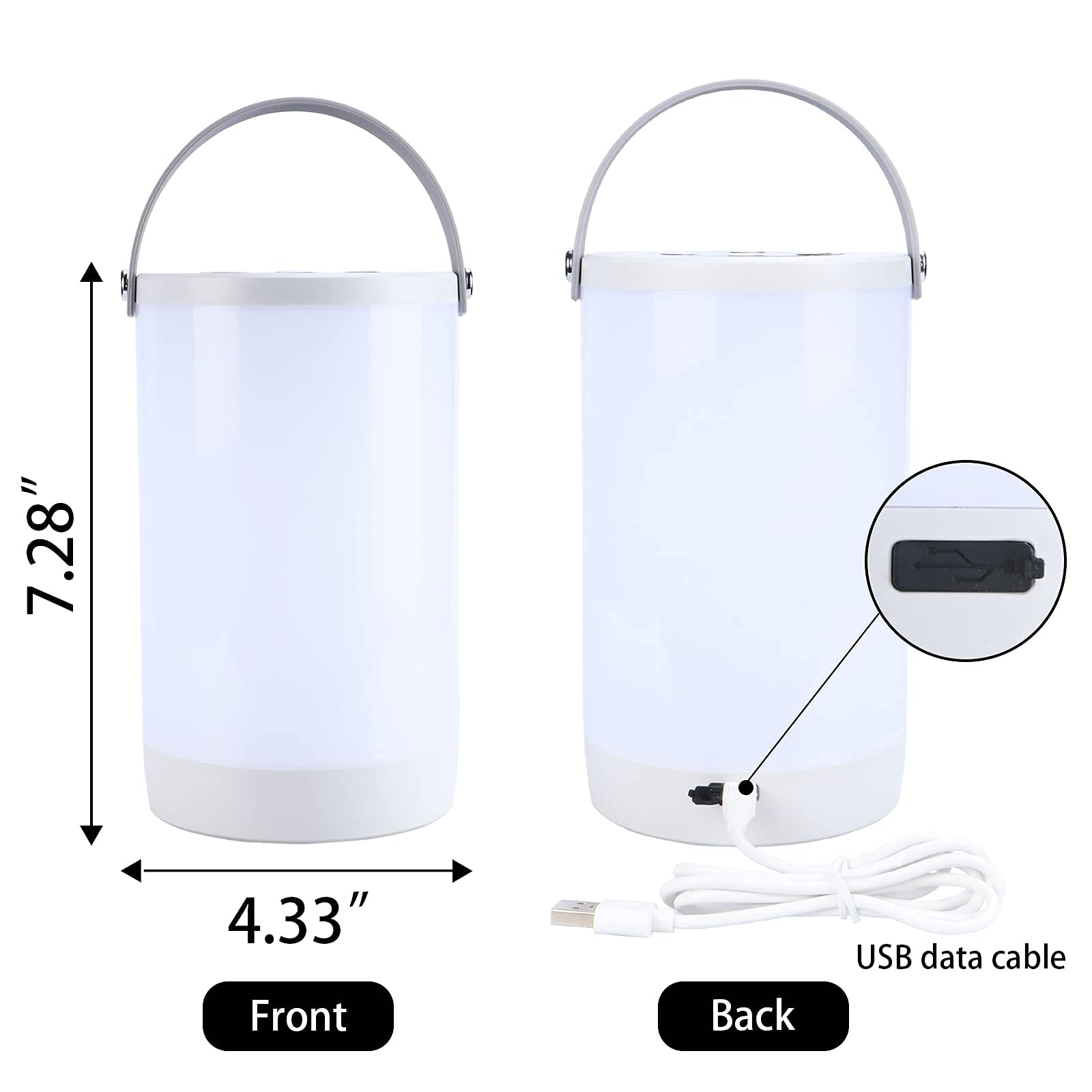 Vcuteka Cordless Table Lamps - Rechargeable Lantern Led Bedside Lamp With Warm White Color Change, Portable Hanging Night Light Touch Lamp For Bedroom Living Room