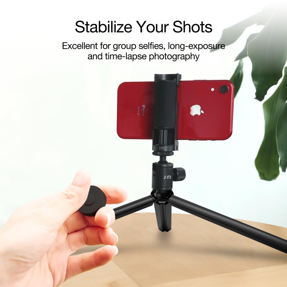 Just Mobile Shuttergrip Mini Tripod Premium Aluminum Alloy Ball Head Mount Standard 1/4" Screw Desktop Tabletop Stand Tripod Fits All Cameras Black