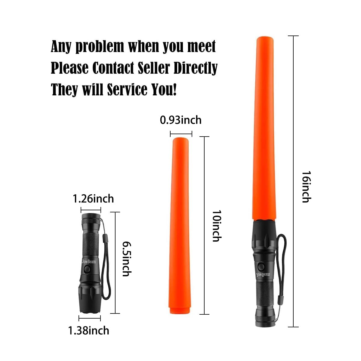 Jowbeam 16 Inch Traffic Wand Small Orange Led Safety Signal Wand Work Light Flashlight With Cone Flashing Modes,Wrist Strap Lanyard,Using 3 Aaa Batteries(Not Included) A200 (2 Packs)