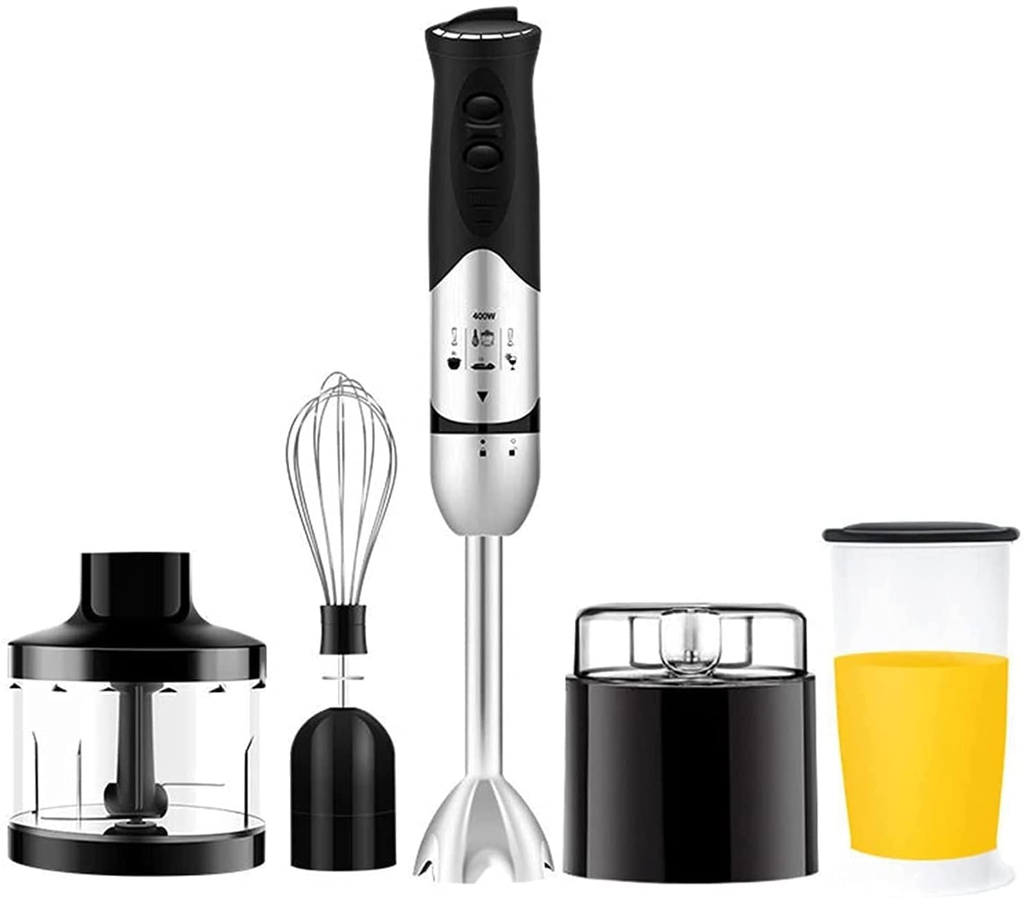 Kaabeto Multifunction Immersion Hand Blender, 6-In-1-Speed Stick Blender With 500Ml Food Grinder, Bpa-, 600Ml Container,Milk Frother,Egg Whisk,Puree Infant Food, Smoothies, Sauces And Soups