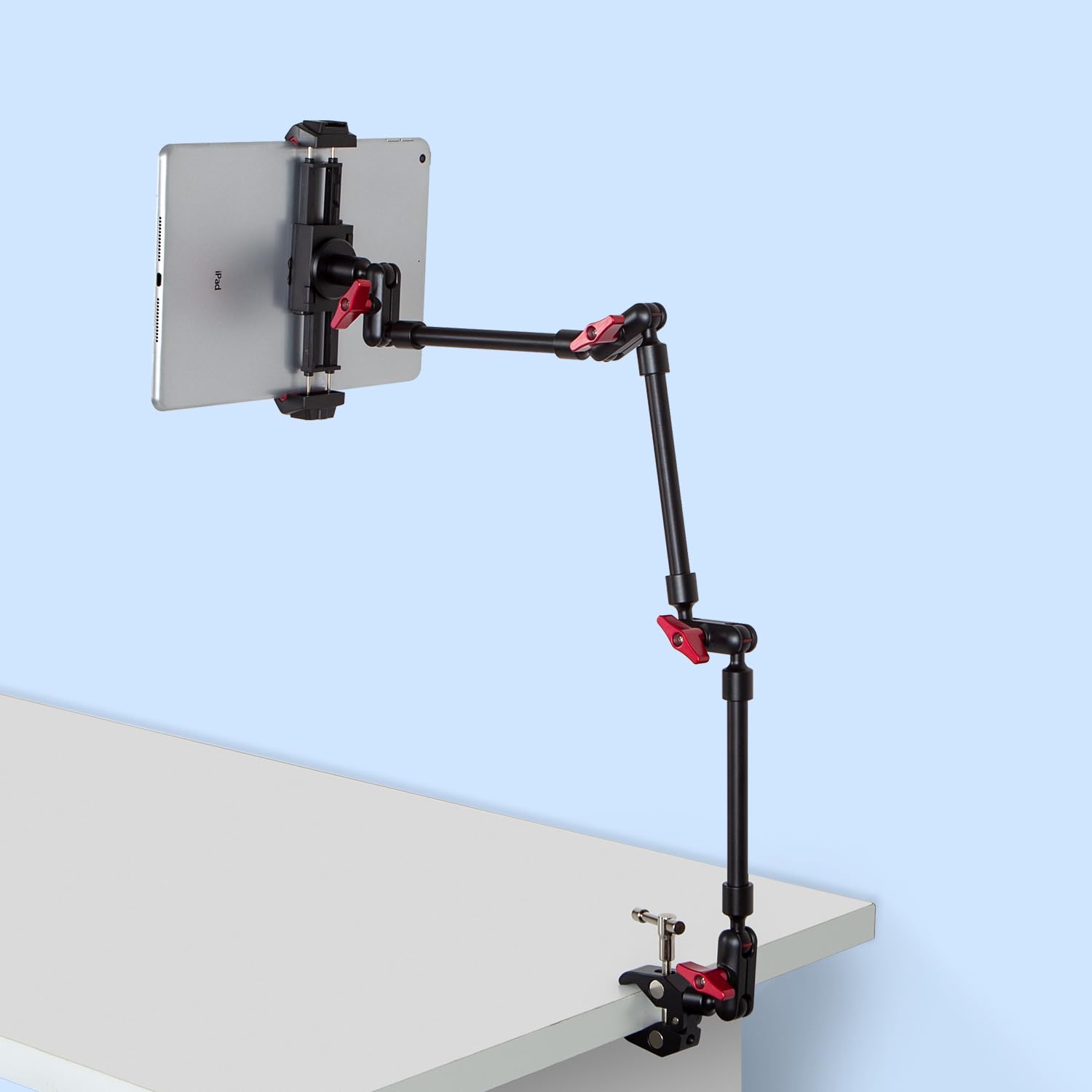 Goinwave Adjustable Articulating Magic Arm With Clamp And Phone Holder Clip For Desk Mount, Desk Stand, Cell Phone Tripod