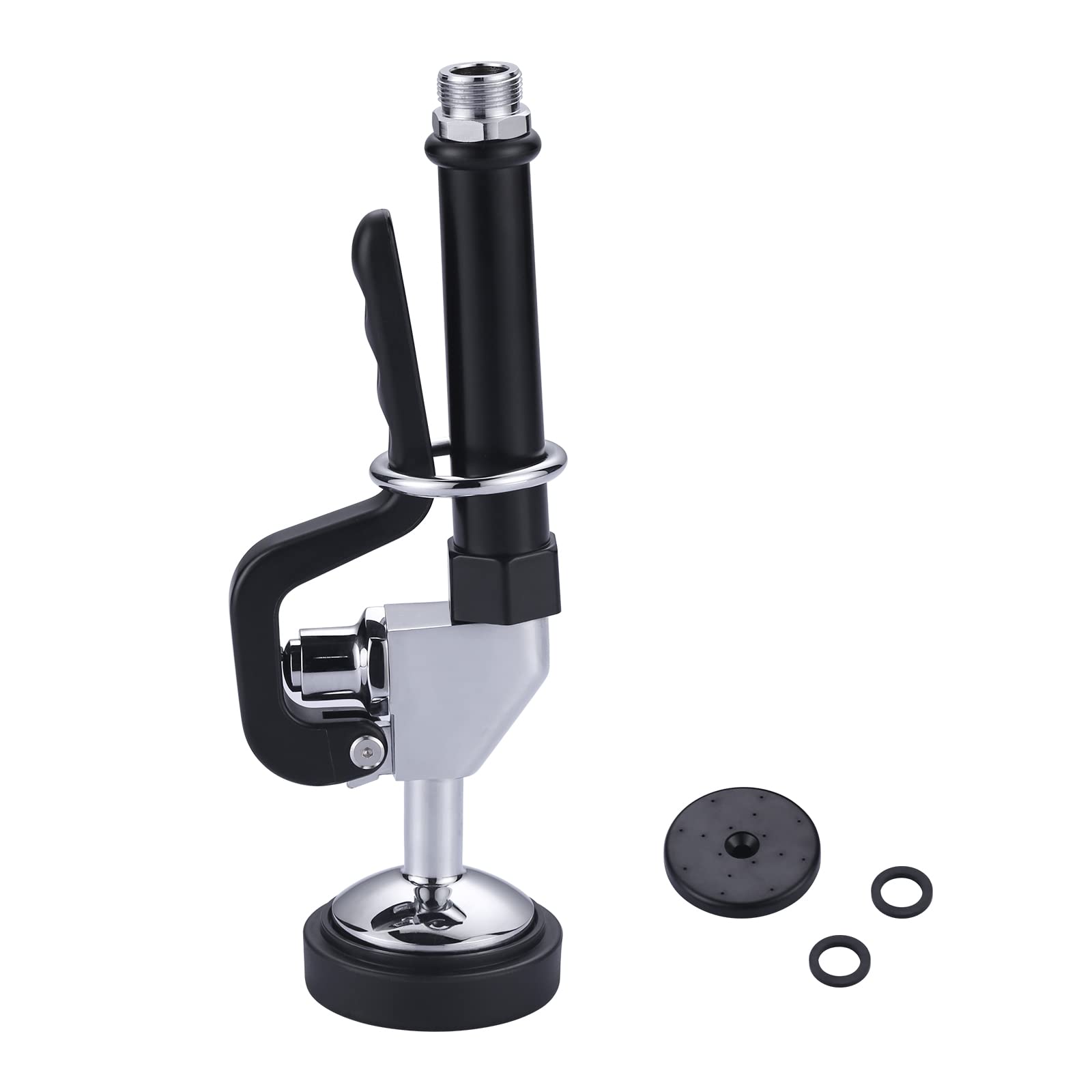 Iviga Pre Rinse Sprayer With Black 7/8"-20Unef Handle Grip Assembly, 1.42 Gpm High Pressure Pull Down Spray Head, Handheld Dish Sprayer Nozzle Replacement Part For Commercial Restaurant Kitchen Sink Faucet