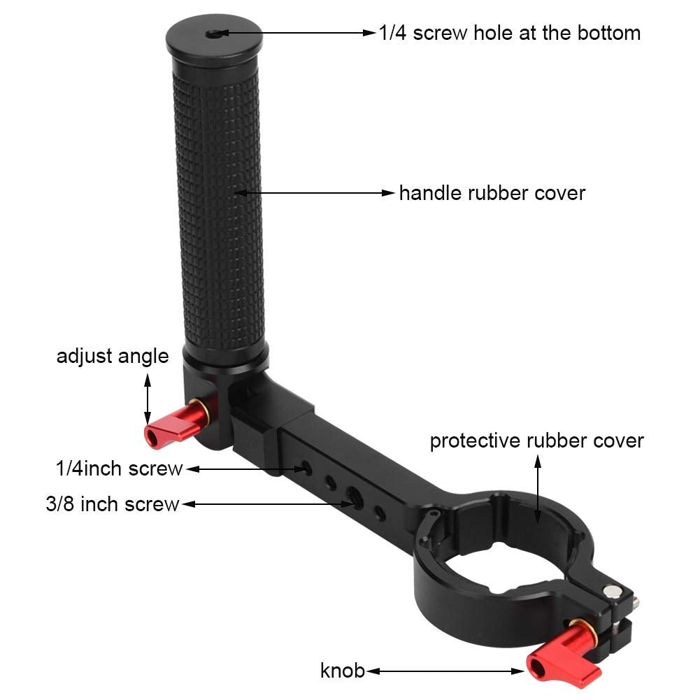 Focket Gimbal Hand Grip For Ronin S, Crane 2 Handheld Gimbal Stabilizer, 1/4In 3/8In Adjustable Handgrip Lanyard Sling Extension Bracket, Monitor Flash Mount Handle Extender (Ronin S Version)