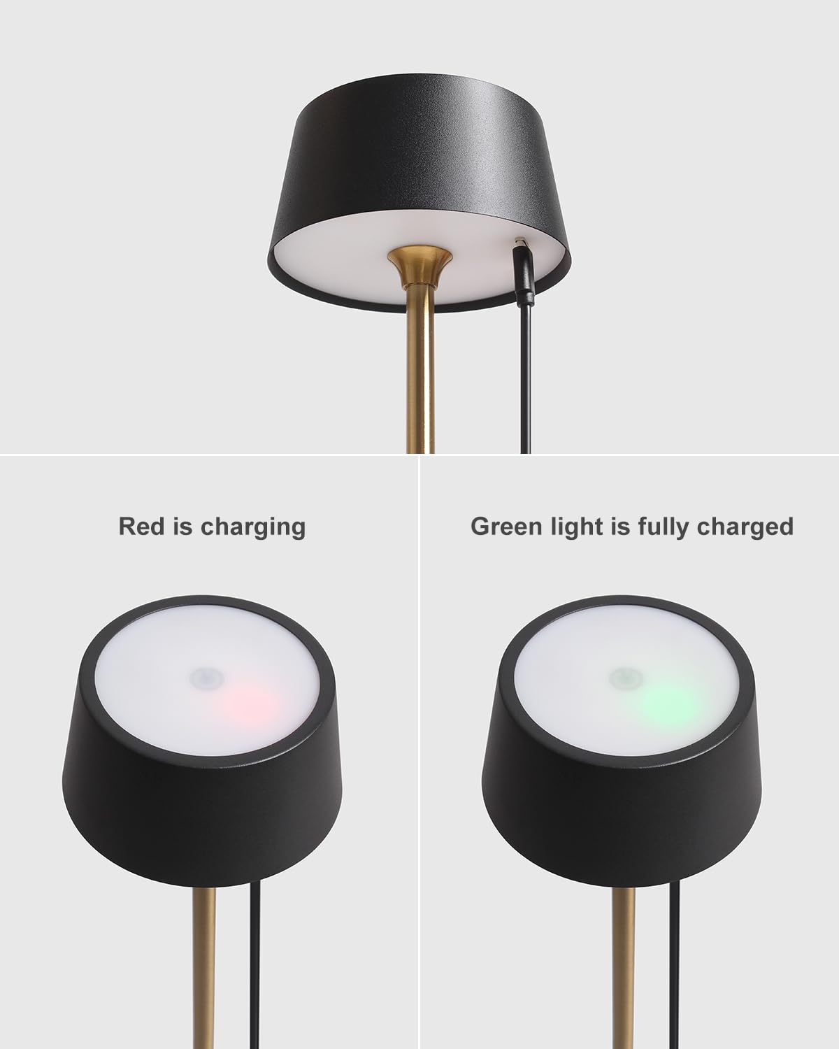 Dawalight Cordless Lamp 4000Mah Rechargeable Tbale Lamp Led Desk Lamp Stepless Dimming Black And Gold Battery Operated Portable Cordless 2700K Gold Base