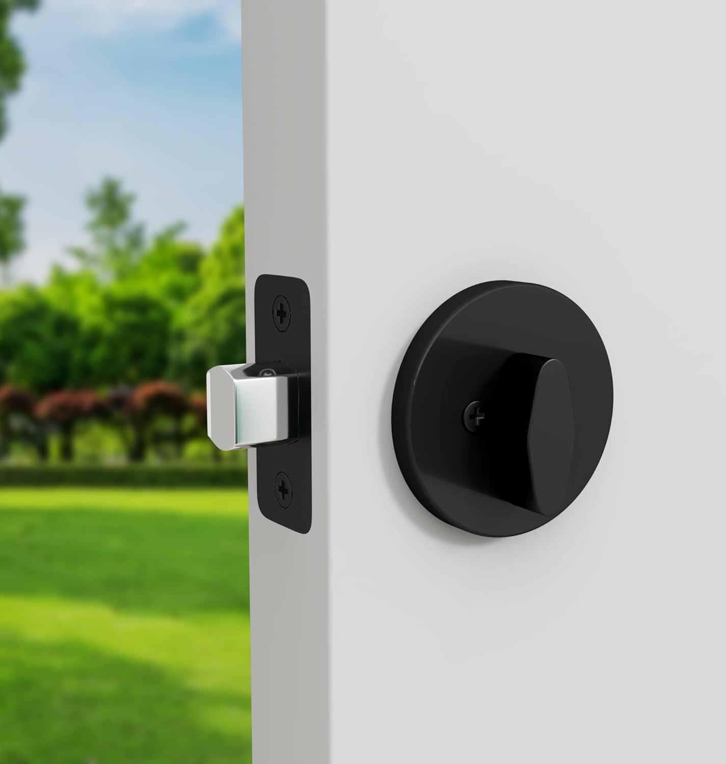 Mega Handles - Ralph Deadbolt I Entry Deadbolt Lock - Heavy Duty Round Locking Deadbolt For Left Or Right-Handed Doors - Interior/Exterior - Matte Black