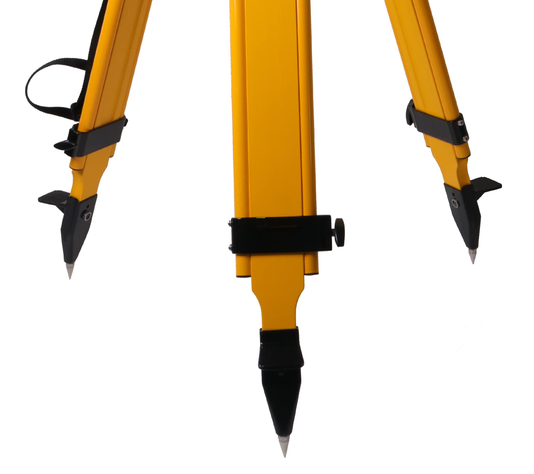 Mountlaser Fiberglass Surveying Tripod, Heavy Duty Yellow Fiberglass And Wood Tripod With Dual Clamp And Copper Center Screw For Robotic Total Stations And Theodolite (Round Head-B)