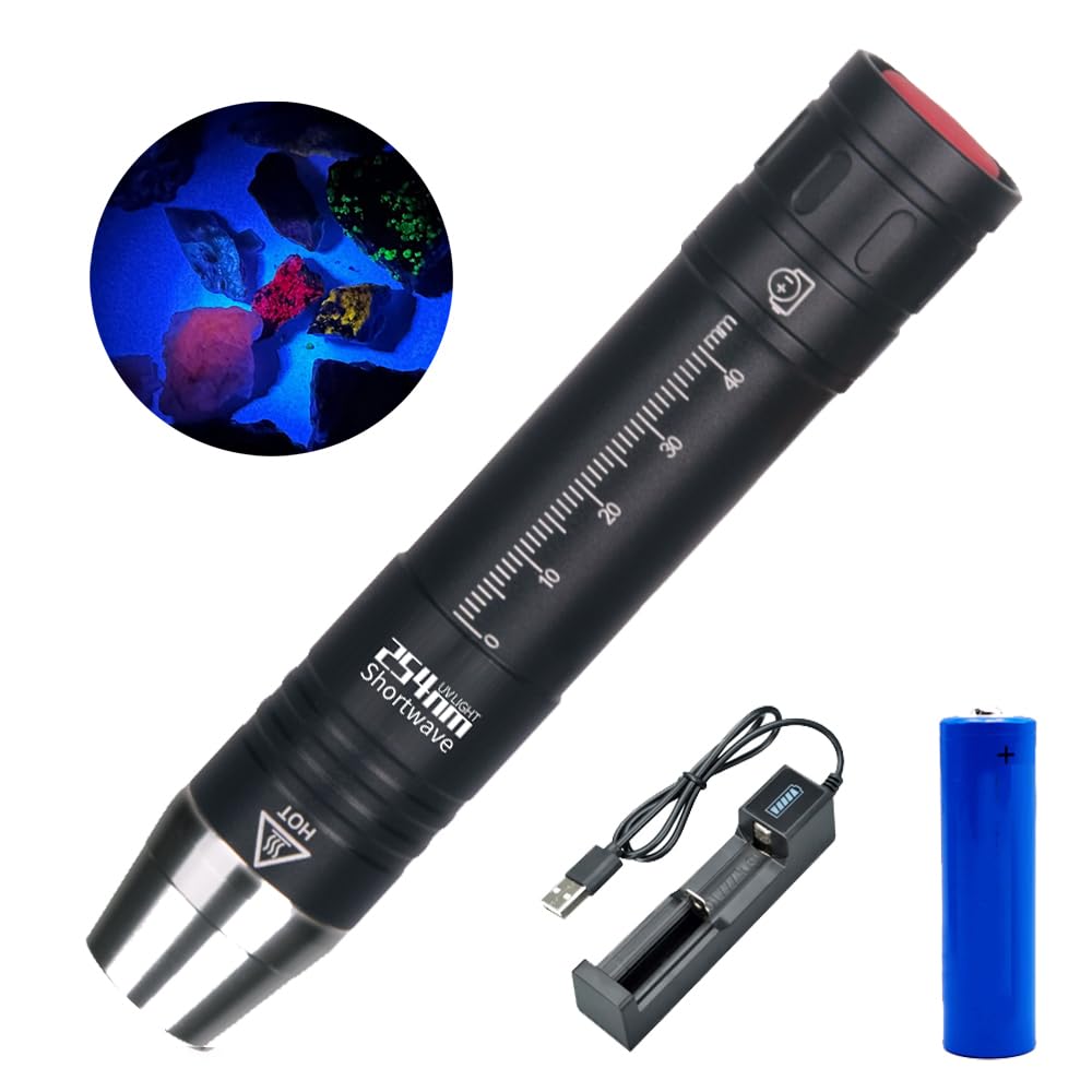 Wondsunson Shortwave 254Nm Uvc Led Flashlight, Sw Uv Torch Lamp, Fluorescent Minerals Phosphor, Tagged Stamps Detector Led Torch With Zwb3 Optical Filter