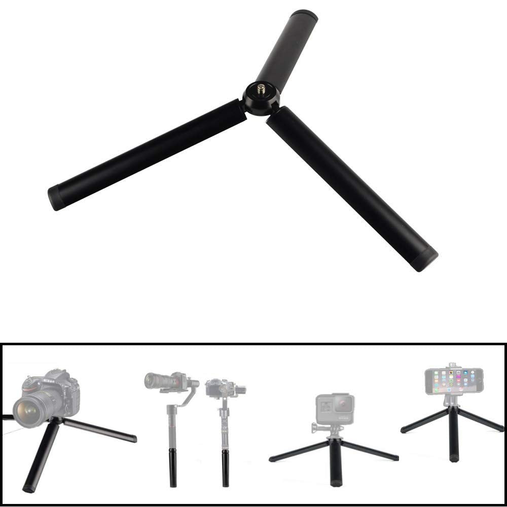 Adai Mini Tripod Selfie Tripod Desktop Phone Stand Set Top With 1/4 Inches Screw And Phone Clamp Compact Tripod For Smooth 4,Osmo Mobile,Vimble 2,Gimbal Handle Grip Stabilizer And All Cameras