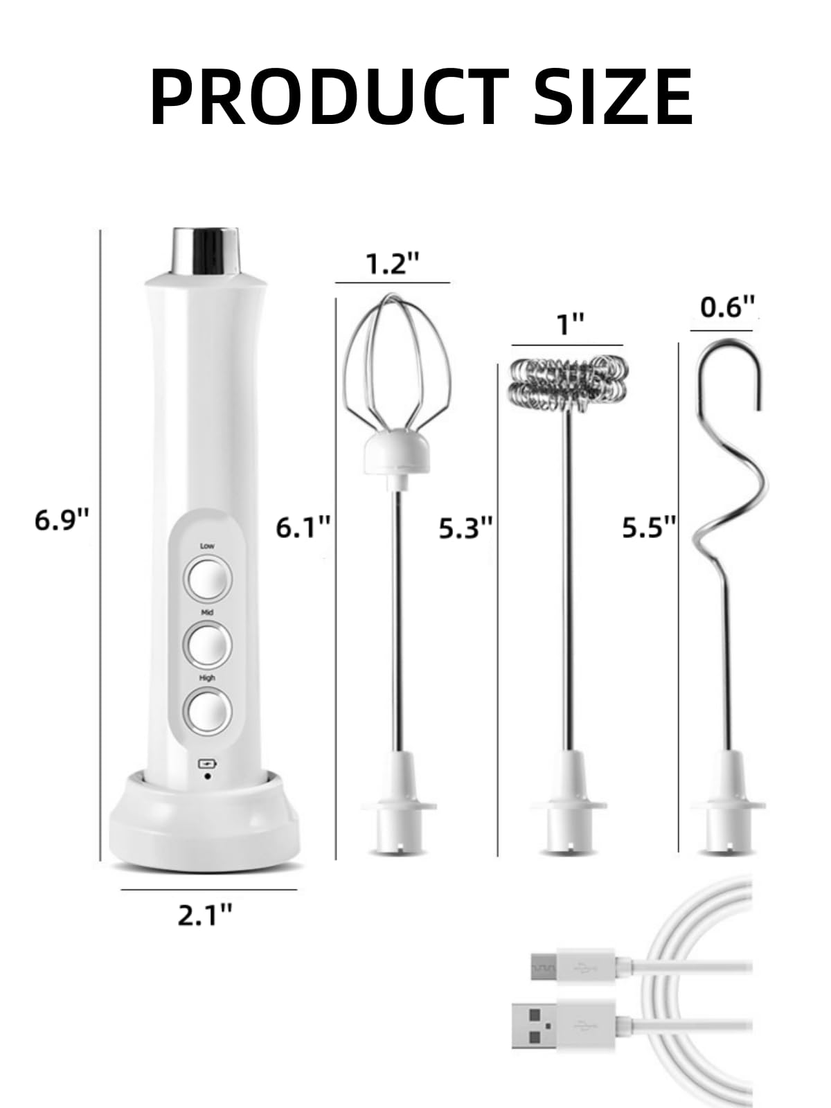 Taolivingmart Immersion Blender Handheld, 3-In-1 Hand Blender Electric With Usb Rechargeable 3 Speeds, Stainless Steel Blade Stick Blender With Whisk, For Coffee Latte,Hot Chocolate, Egg (Black)