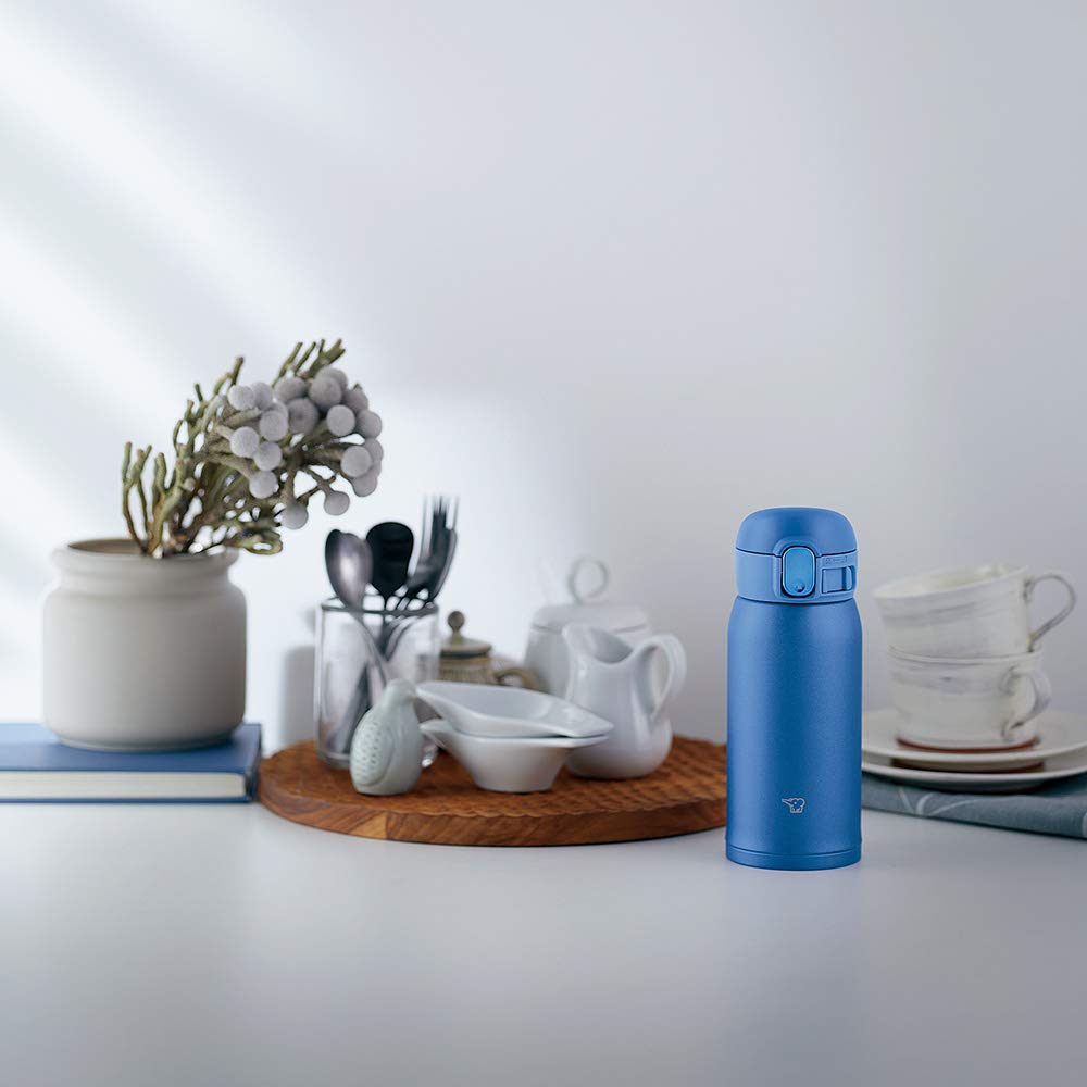 Zojirushi Sm-Wa36-Aa Zojirushi Water Bottle One-Touch Stainless Steel Mug, Seamless 0.36L Blue