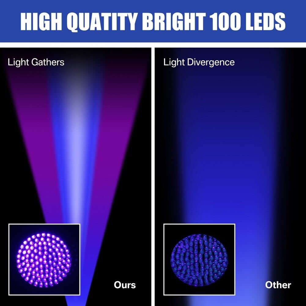 The Perfect Part Uv Ultraviolet Light 100 Led Flashlight  395Nm High Power Blacklight Detector For For Dog/Cat Urine, Dry Stains, Hunting, Bed Bug, Scorpions, Matching With Pet Odor Eliminator