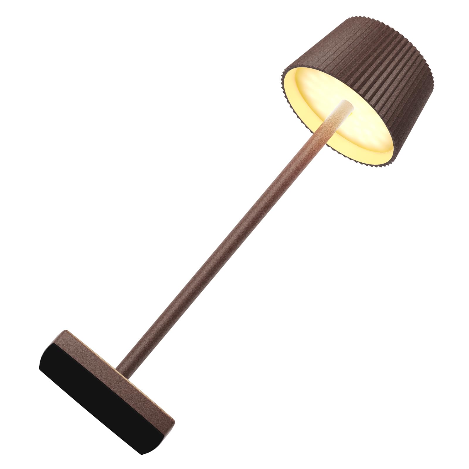 Jalvde Cordless Led Table Lamps, Rechargeable Battery Operated Waterproof Desk Lamp 3 Colors Stepless Brightness Portable Metal Table Light For Party Patio Restaurant (Rust - Set Of 2)