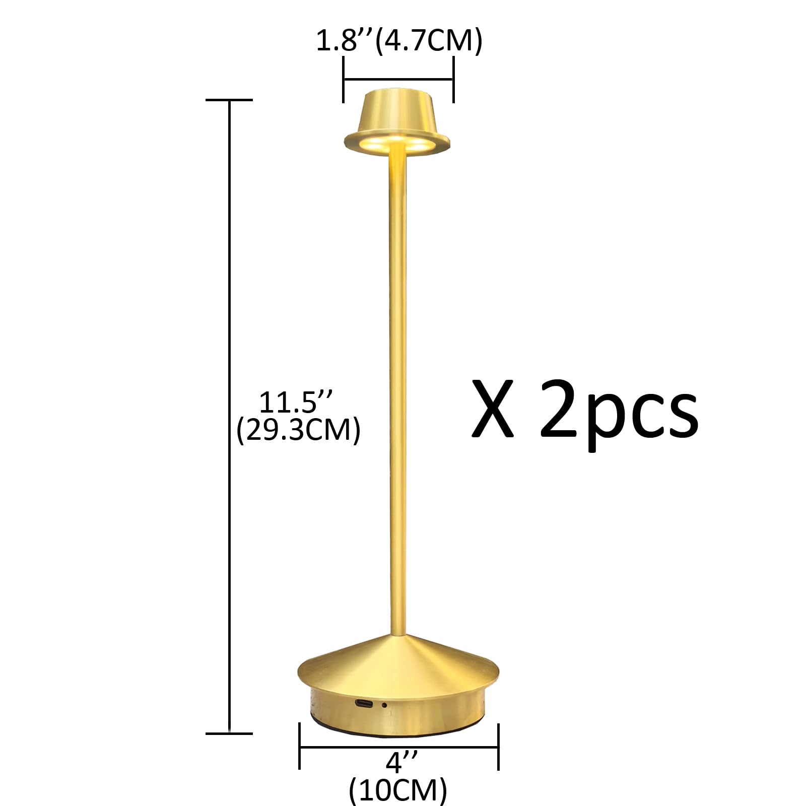 Reddragon Lighting 10000Mah Rechargeable Battery Powered Gold Table Lamps Cordless Set Of 2 Waterproof Outdoor Small Decor Desk Lights Pina Table Ambient Lamps For Living Room, Bedroom, Kitchen (2 Pack, Gold)