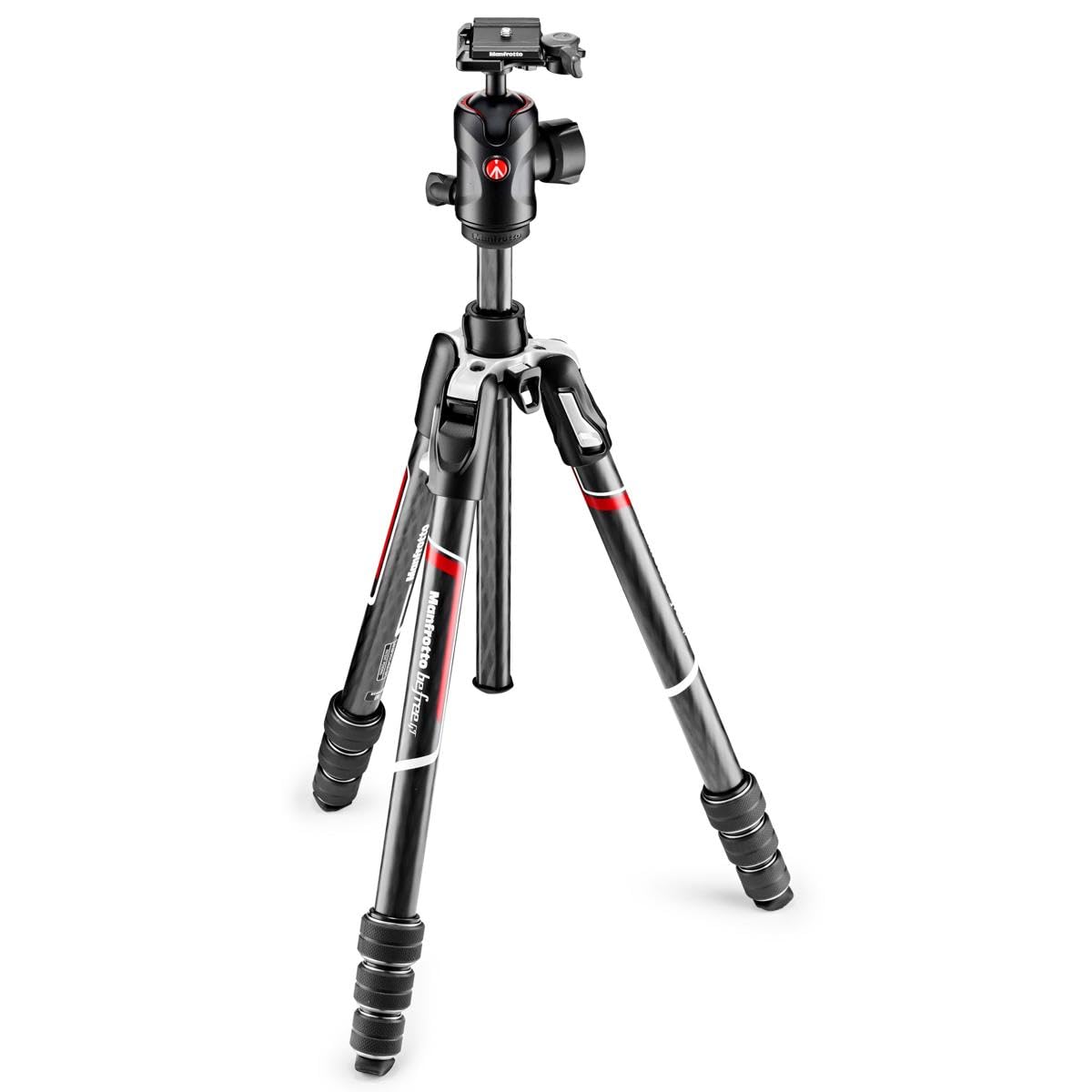 Manfrotto Be Gt 4-Section Carbon Fiber Travel Tripod With 496 Center Ball Head, Twist Lock, Black