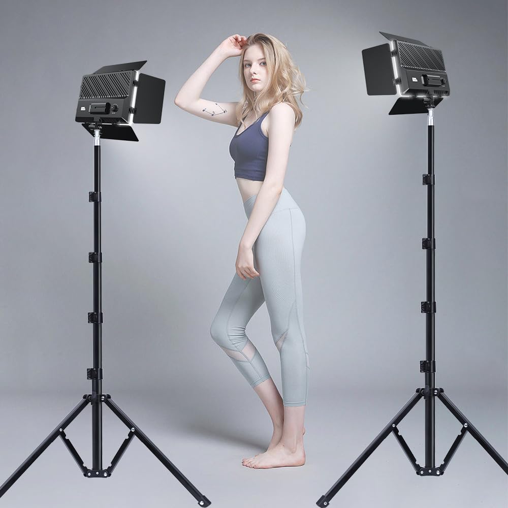 Pixel P30 Video Light Kit, 2-Pack 62" Tripod Photography Lights Bi-Color Dimmable 2500-6500K Led Camera Studio Streaming Lights Photo Shooting