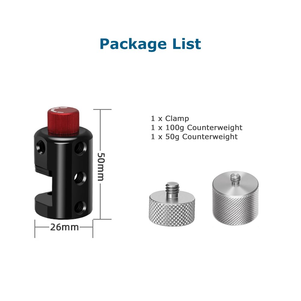 Koqinviz Universal Gimbal Counterweight Kit With Balance Weight Mounting Clamp And 50G+100G Counterweights For Dji Ronin S/Sc/Rs2/Rsc2/Rs3/Rsc3,Zhiyun Weebill S Crane Gimbals
