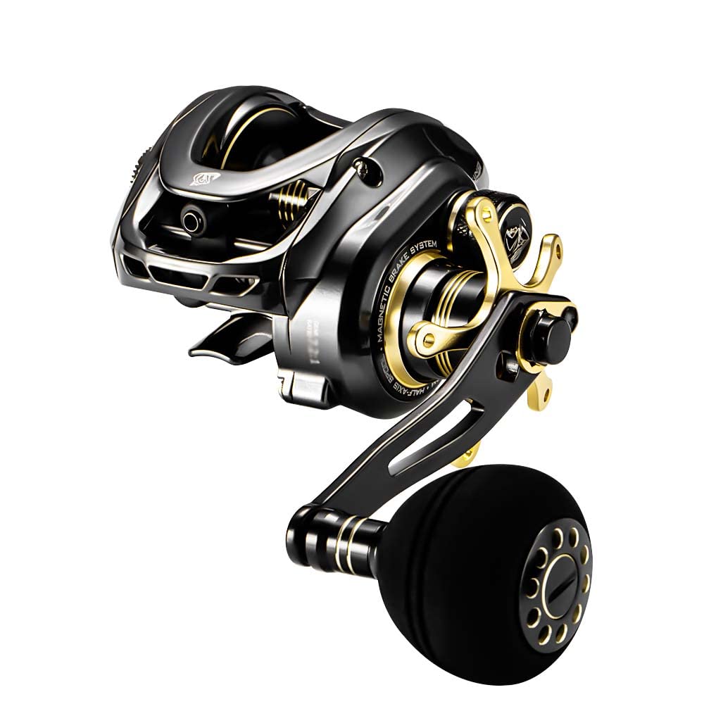 Doviello Gka300 Baitcaster Reels Left Right Hand 9+1Bb 9Kg/20Lb Drag Deep Spool Baitcasting Reel For Bass Trout Single Power Handle 6.4 Gear Ratio Baitcaster Fishing Reel