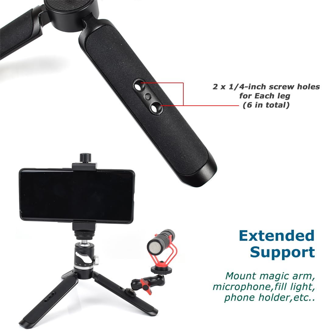 Koqinviz Aluminum Mini Tripod Stand Handle Grip For Camera Phone Gimbal Stabilizer,Desktop Tripod For Dji Ronin Zhiyun Weebill Smooth Osmo Mobile Webcam Projector