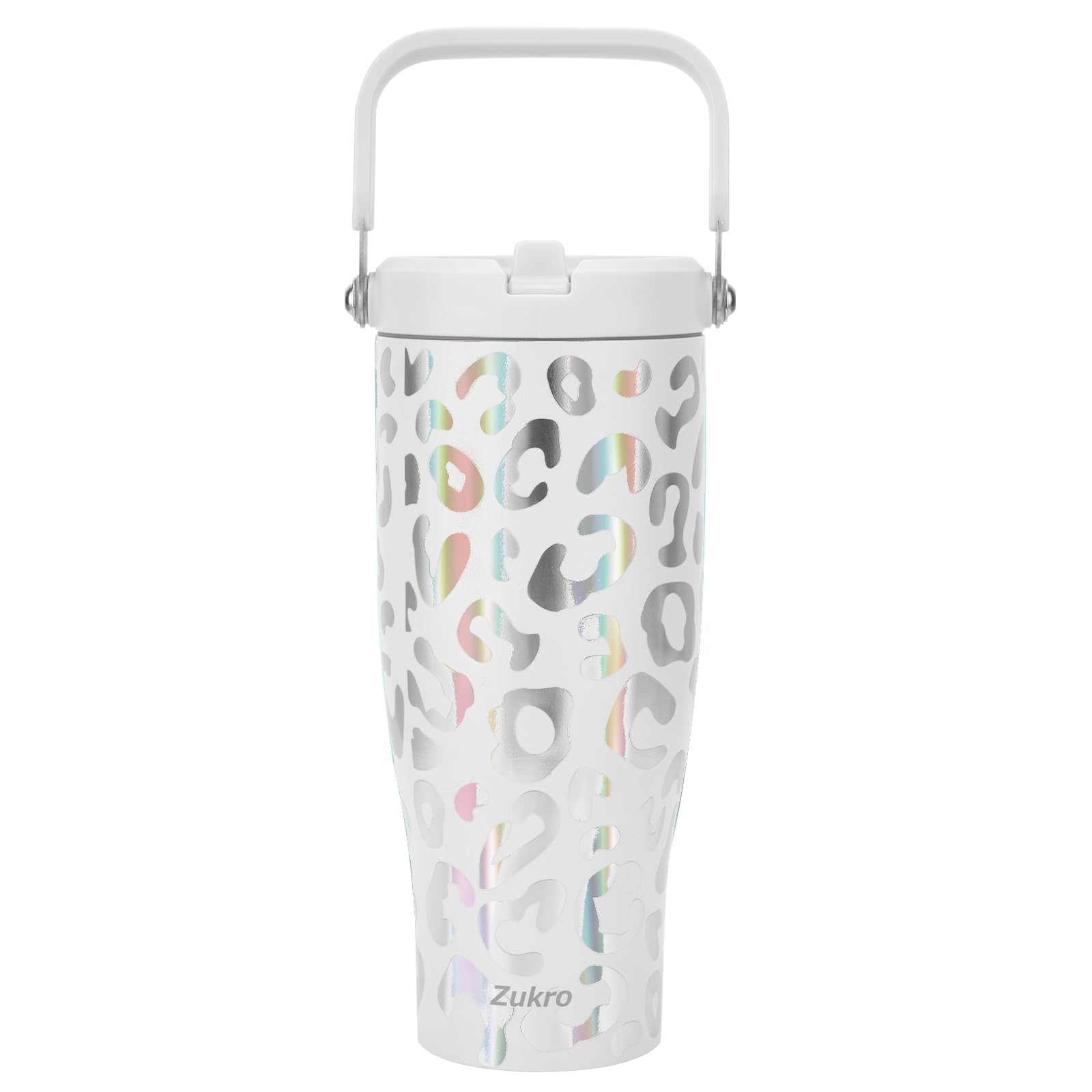 Zukro 40 Oz Tumbler With Flip Straw, Triple-Wall Easy-Carry Insulated Water Bottles With Top Handle