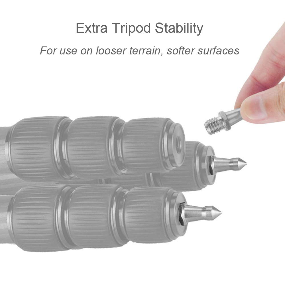 Foto&Tech Stainless Steel 3/8 Inch Foot Spikes Compatible With Andoer Benro Gitzo Induro Kingjoy Manfrotto Weifeng Rrs, 16 Threaded Tripod Monopod, For Softer Looser Terrain 12Mm X 33Mm (3 Pieces)
