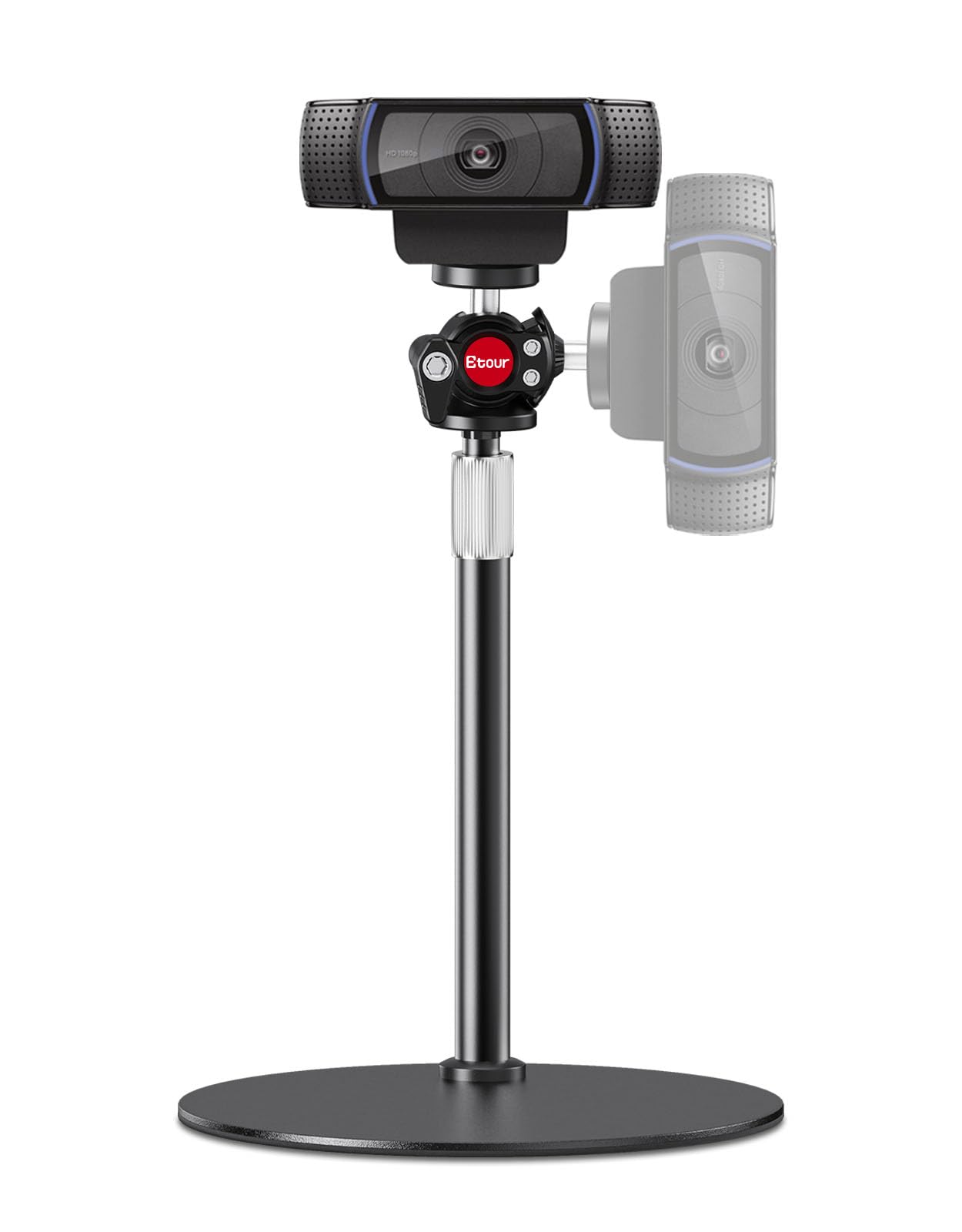 Etour Webcam Stand For Desk, With 360° Ballhead, Heavy Base Height Adjustable Webcam Tripod For Logitech Webcam C922 C930E C920 C615 C960 C920X Brio 4K Nexigo N60, Phone Mount, Gopro With 1/4" Thread