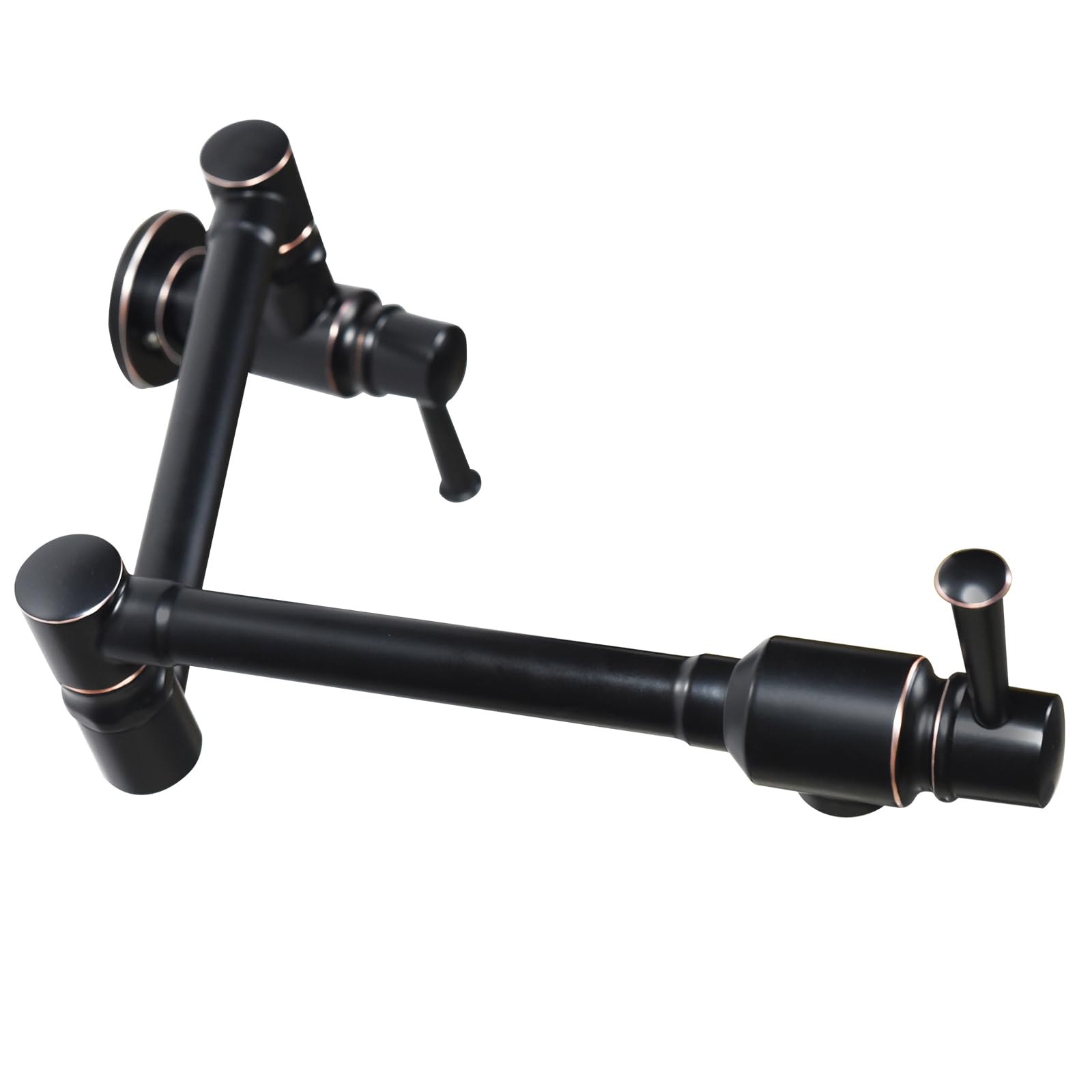 Jzbrain Pot Filler Faucet Stainless Steel Commercial Kitchen Faucet Wall Mount Oil Rubbed Bronze Folding Stretchable Double Joint 2 Handles Kitchen Sink Faucet (Orb)
