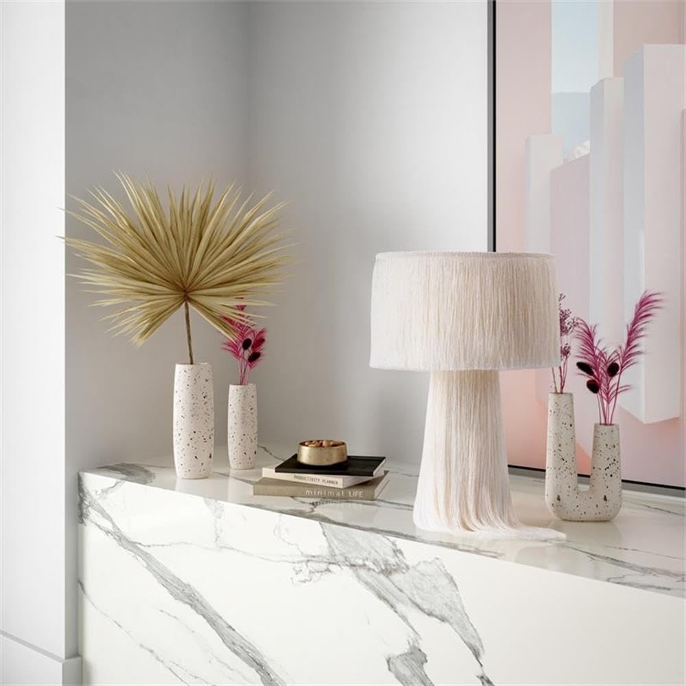 Tov Furniture Atolla Cotton Tasseled And Textured Table Lamp (Cream)