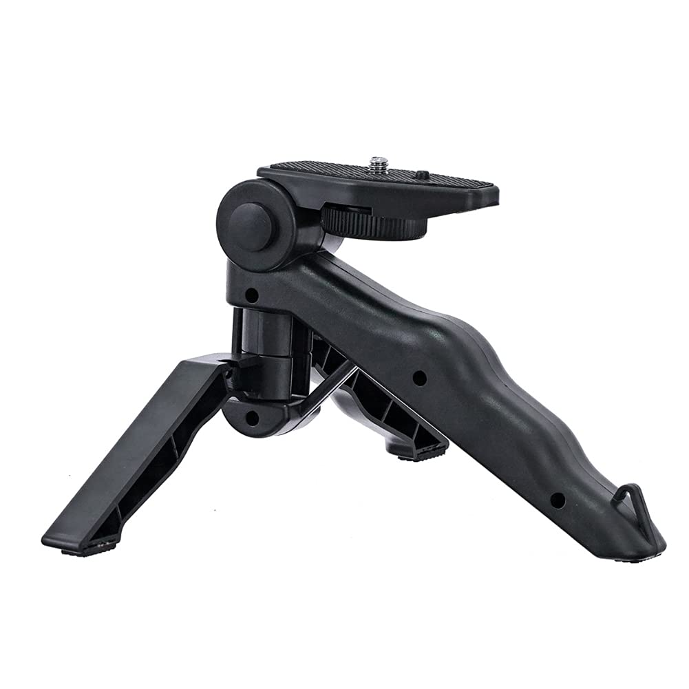Walway Foldable Mini Table Tripod Stand Hand Grip With 1/4" Screw Compatible With Gopro/Smartphones/Compact Cameras Dslrs For Vlogging, Live Streaming, Zoom Meeting