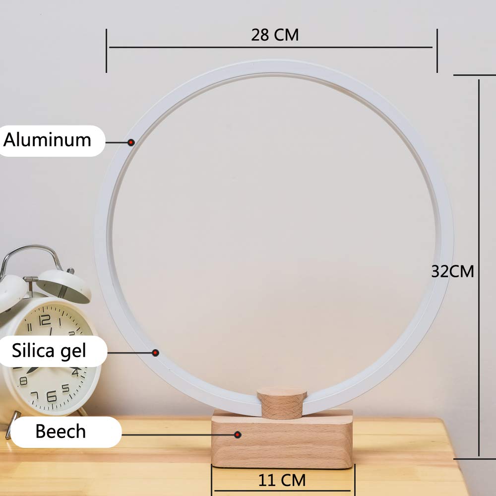 Lonrisway Led Wood Table Lamp, Bedroom Bedside Night Light, Dimmable Led Lighting, Creative Home Decor, Unique House Warmging 1.3M Cable, 5W 350Lm Nightstand Lamps