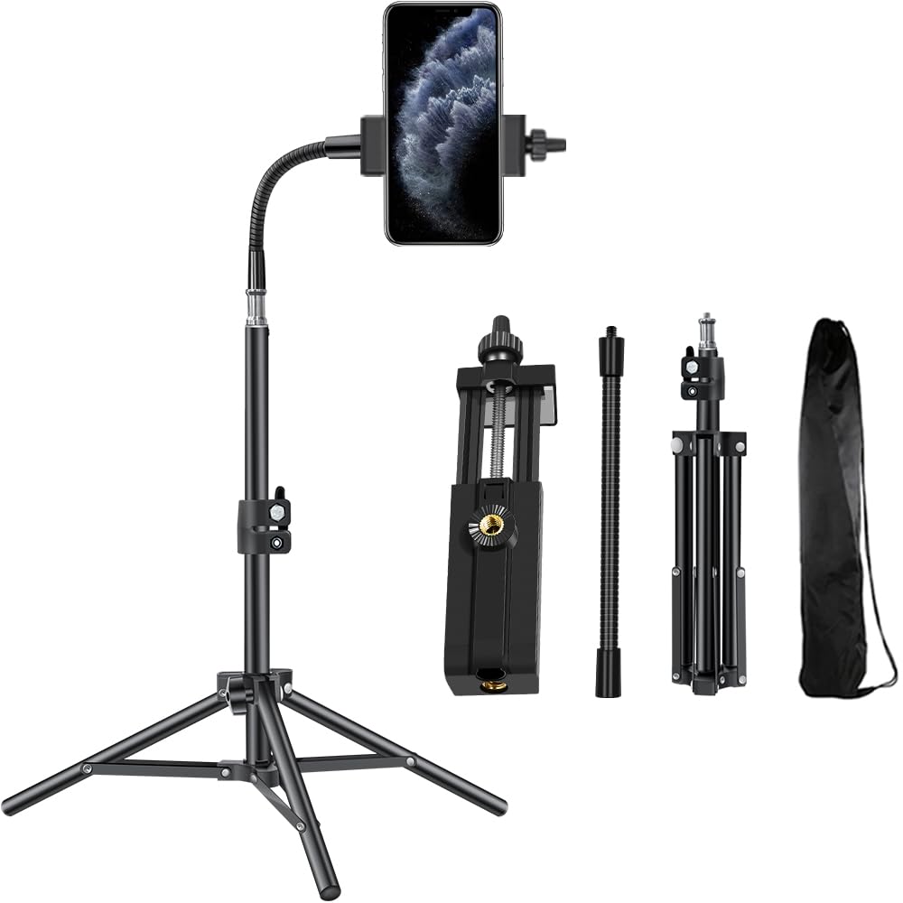 Pixel 20Inch Phone Tripod For Iphone Cell Phone Stand Video Recording, Vlogging/Streaming/Photography Smartphone Tripod Stand Sturdy And Lightweight Stand