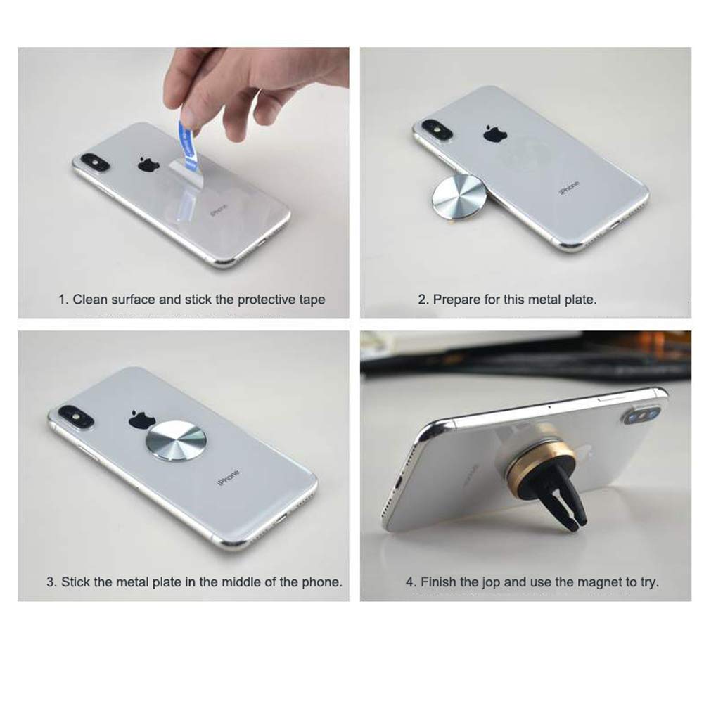 D.Sking 2-Pack Replacement Mount Metal Plates Car Phone Holder 3M Adhesive Cd Metal Plates For Mount Kits (Silver)
