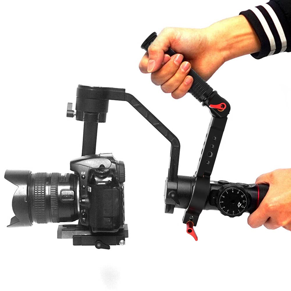 Pocreation Stabilizer Accessories, Ergonomic Design, Gimbal Stabilizer, 1/4Inch 3/8Inch Screw Holes, Adjustable Folding Alloy Handle Sling Grip For Ronin S, Crane 2 (Yunhe 2 Version)