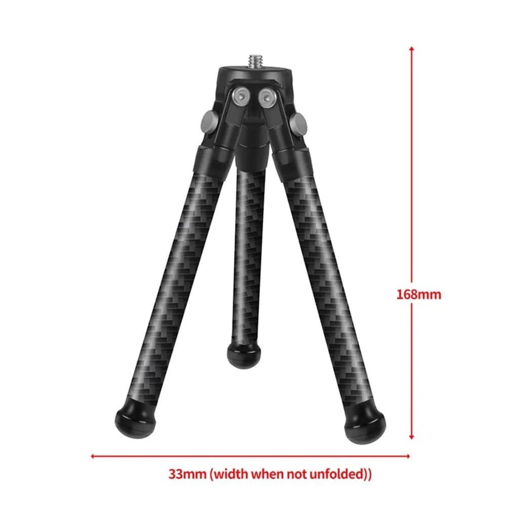 Cool Racing Carbon Fiber Mini Tripod Portable Desktop Tripod With 1/4" Screw For Camera Smartphone Bracket Holder, 5Kg Max Load (Non-Extend Version)